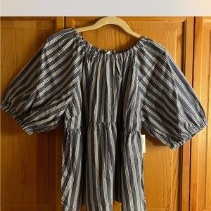 Old Navy Navy and White Striped Blouse